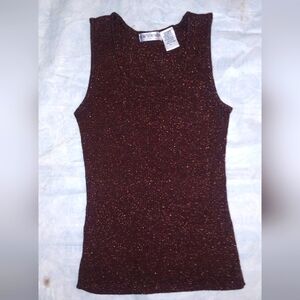 CB Design Petites Vintage Y2K Metallic Brown/Gold Speckled Sweater Tank Top S